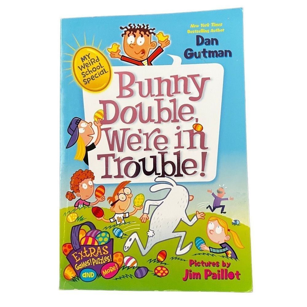 Bunny Double‎ We’re in Trouble Paperback Book By Dan Gutman Games and Puzzles